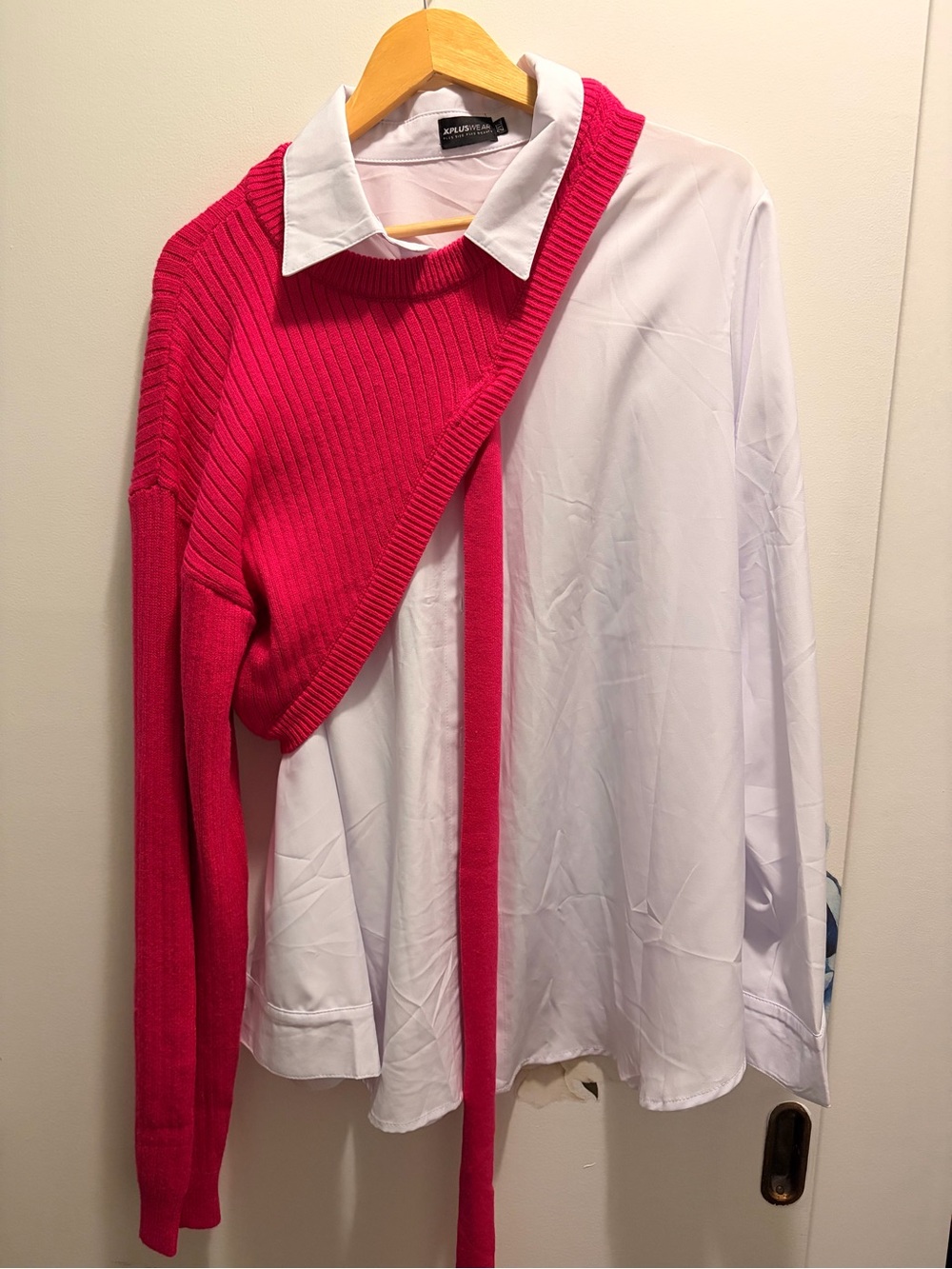 MHot Pink Ribbed Cropped Off-Shoulder Sweater